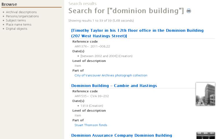 sample search results
