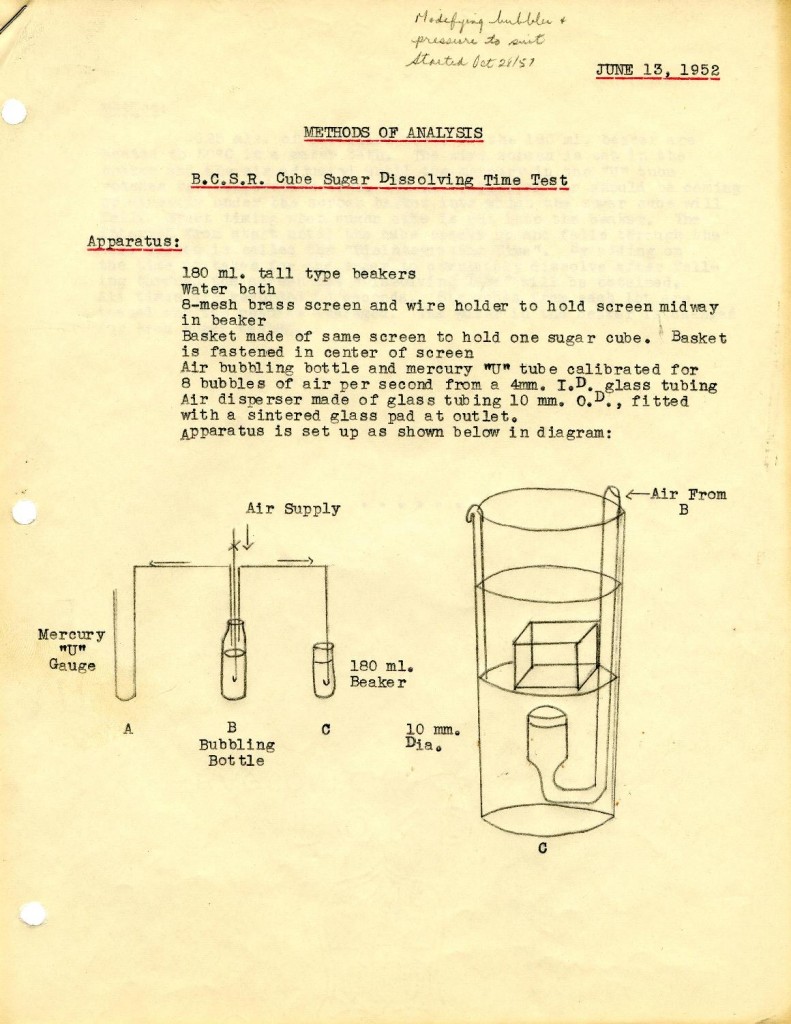 A BC Sugar standard test used on cube sugar. 1957. Reference code: AM1592-1-S1-F27.