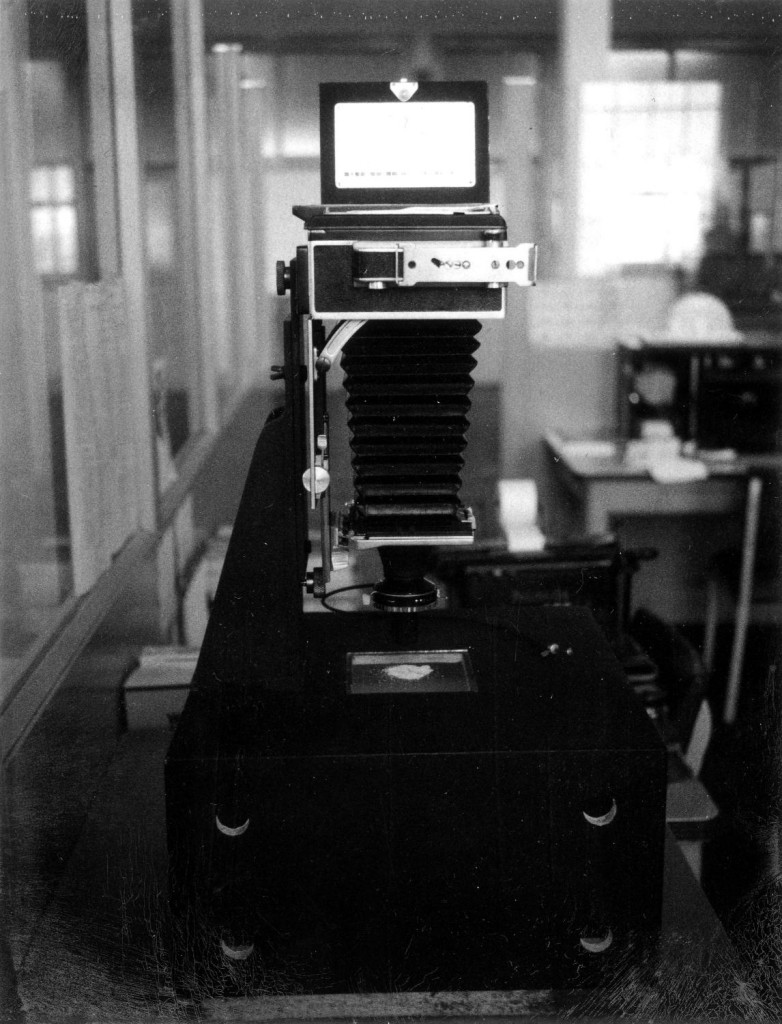 Camera 'set up' for photographing sugar crystals with Linhof camera. May 1972. Reference code: 2011-092.4596.