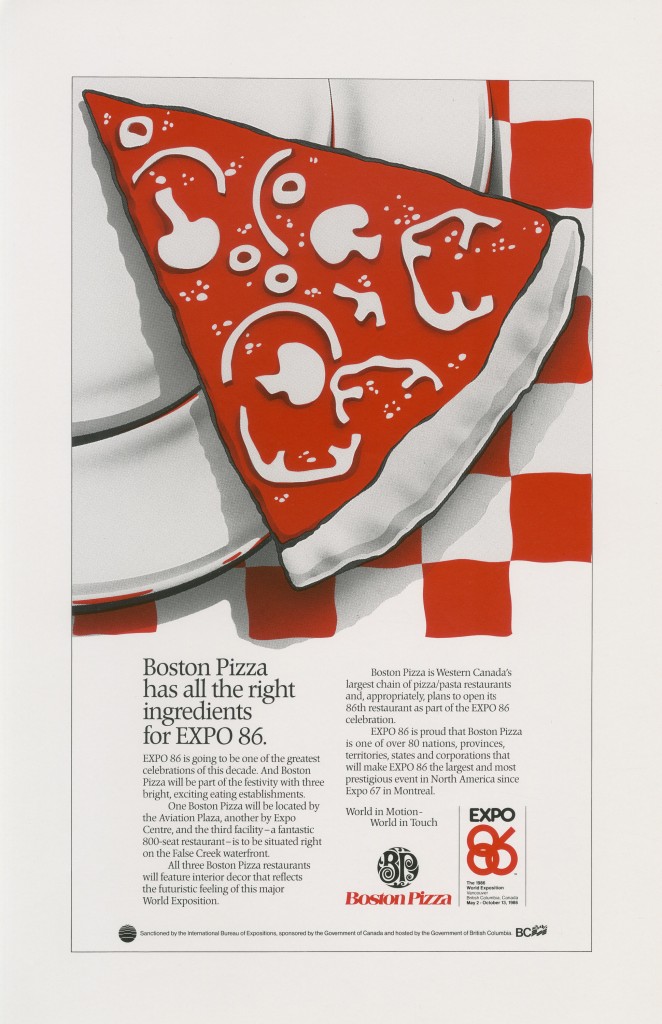 Green & Huckvale Expo 86 poster design. Reference code: AM1453-S3, Box 972-F-2 folder 4