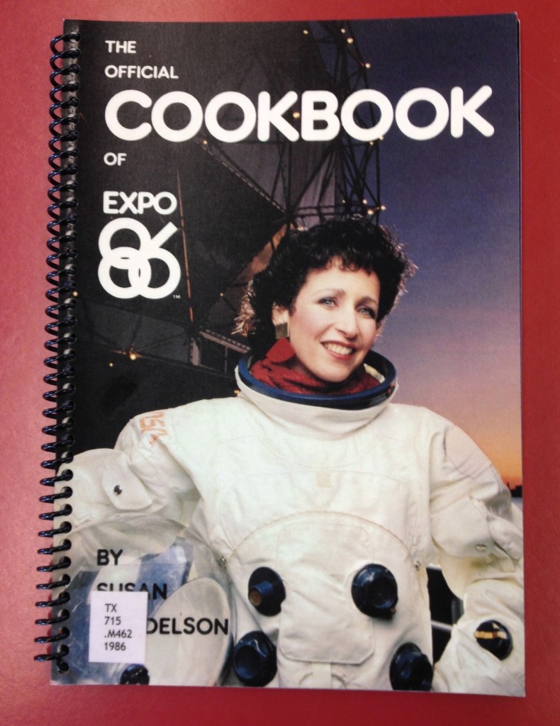 Cover of the Official Expo 86 Cookbook by Susan Mendelson. Reference code: TX 715 .M462 1988.