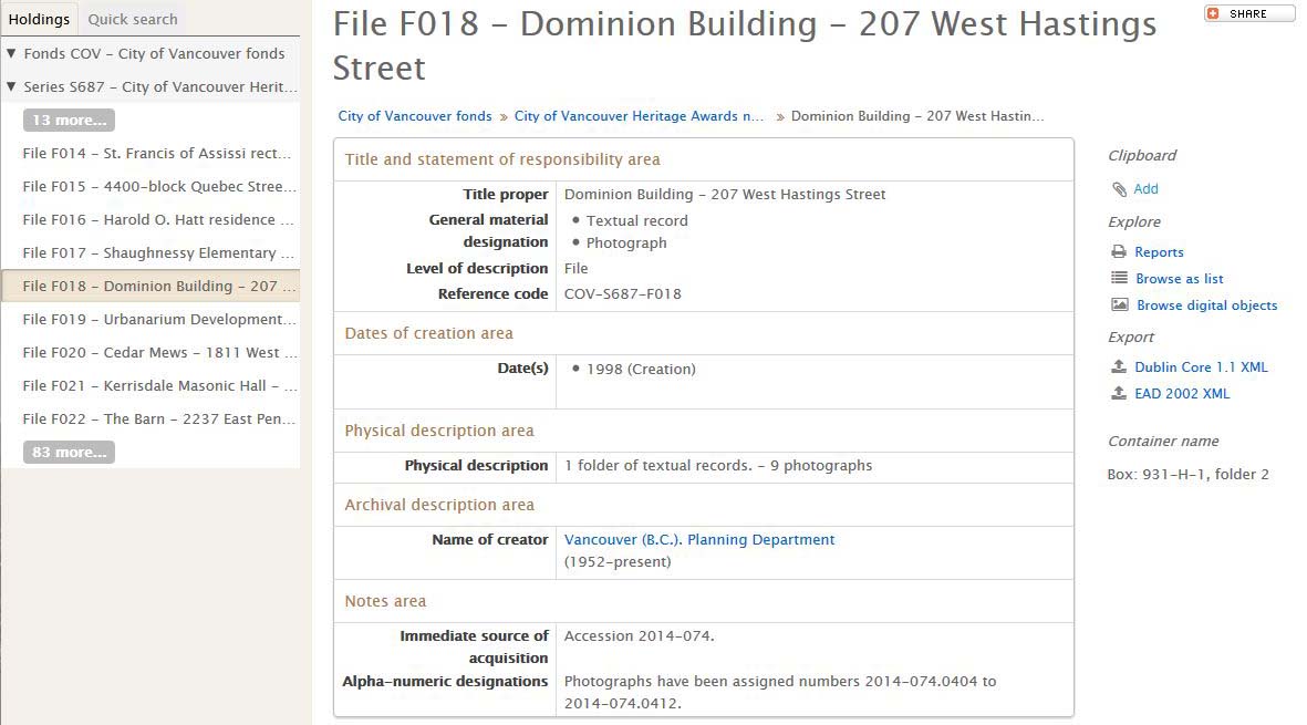 example of full description results