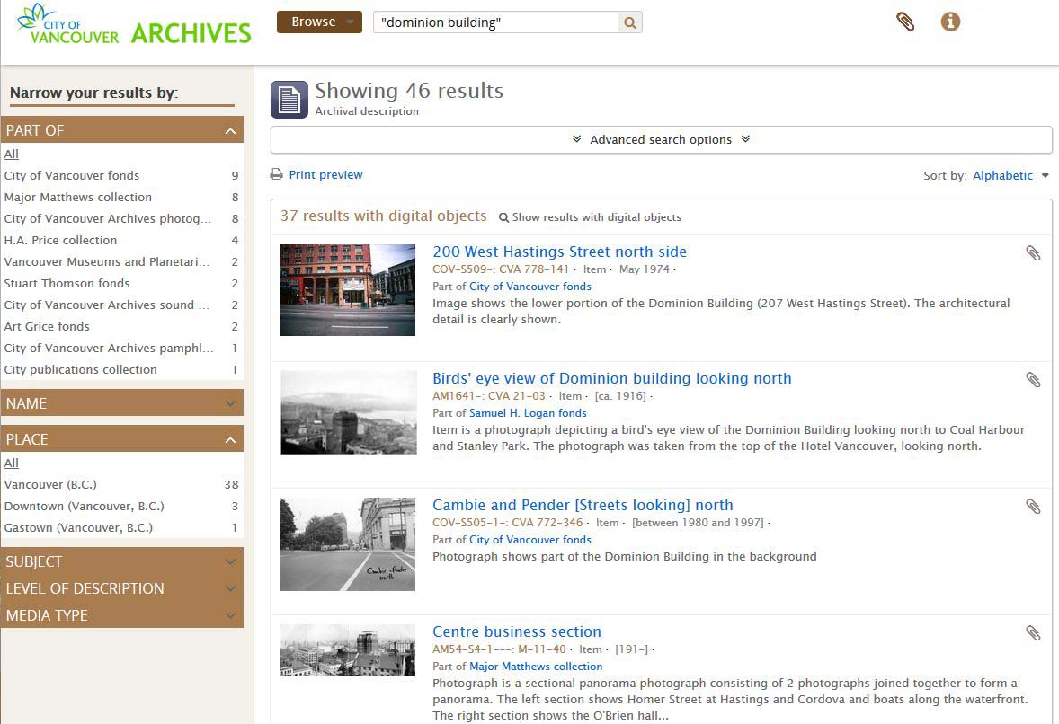 sample search results list