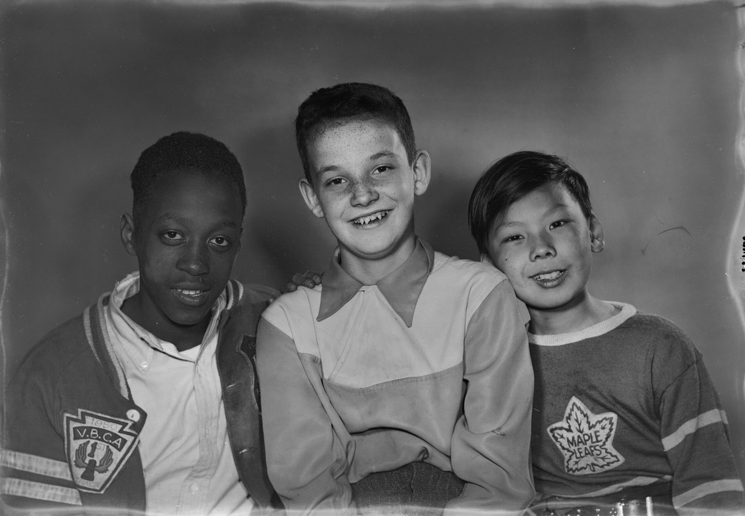 Three boys from the Vancouver Boys Club Association, 1950. Reference code: AM1545-S3-: CVA 586-13418