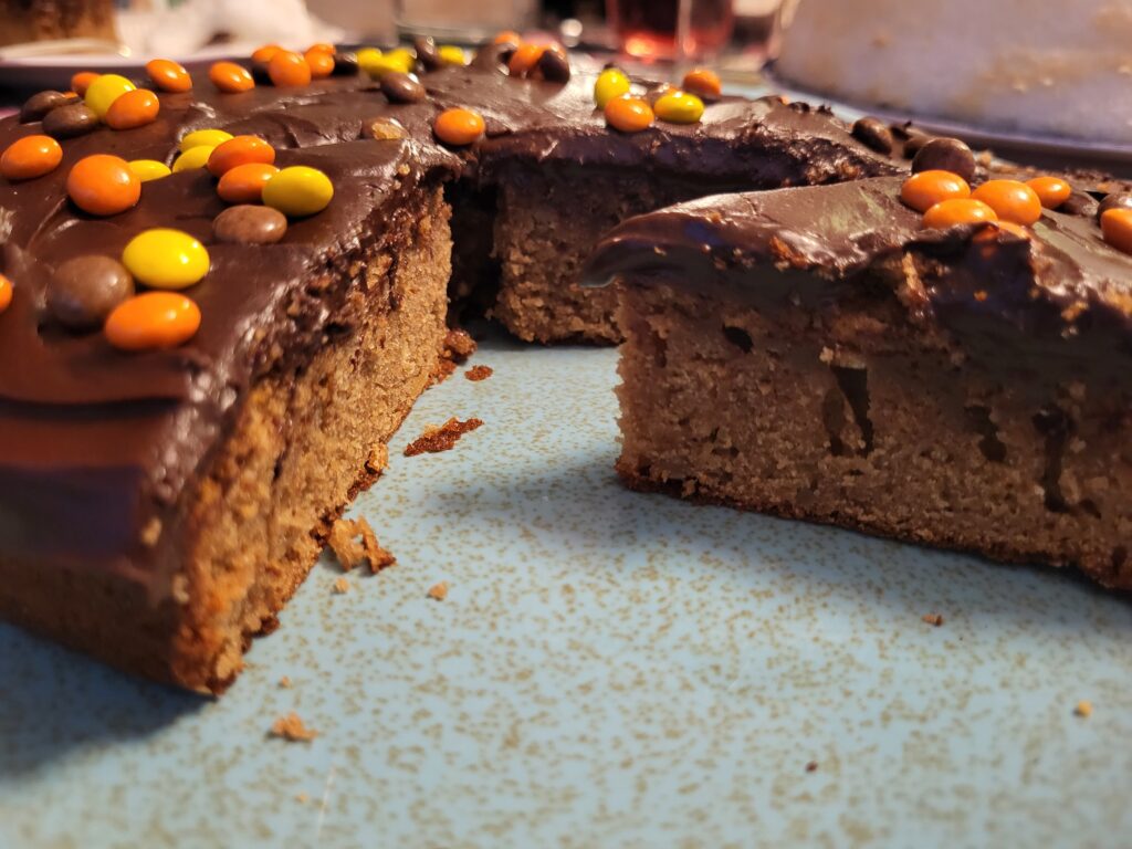 Finished Devil’s Food Cake recipe with added icing and sprinkles. Photo by Christine Tutt
