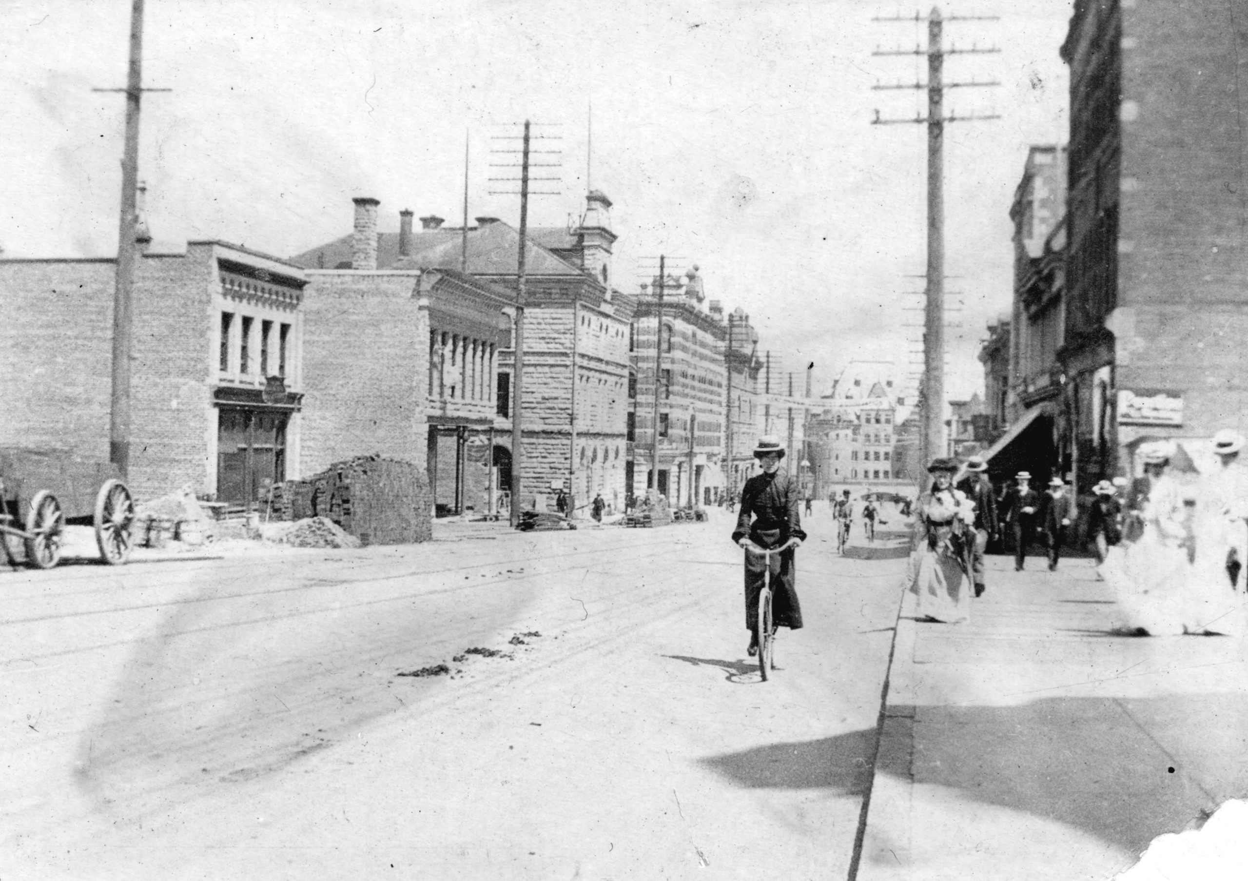 Cycling on Granville Street. Reference code: AM54-S4-: Str P361