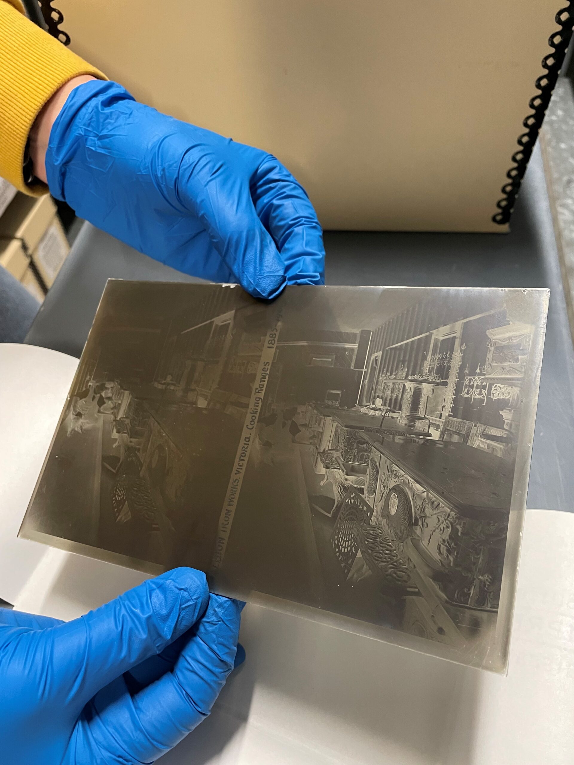 The glass plate negative  retained as one uncut negative. Photo: Bronwyn Smyth