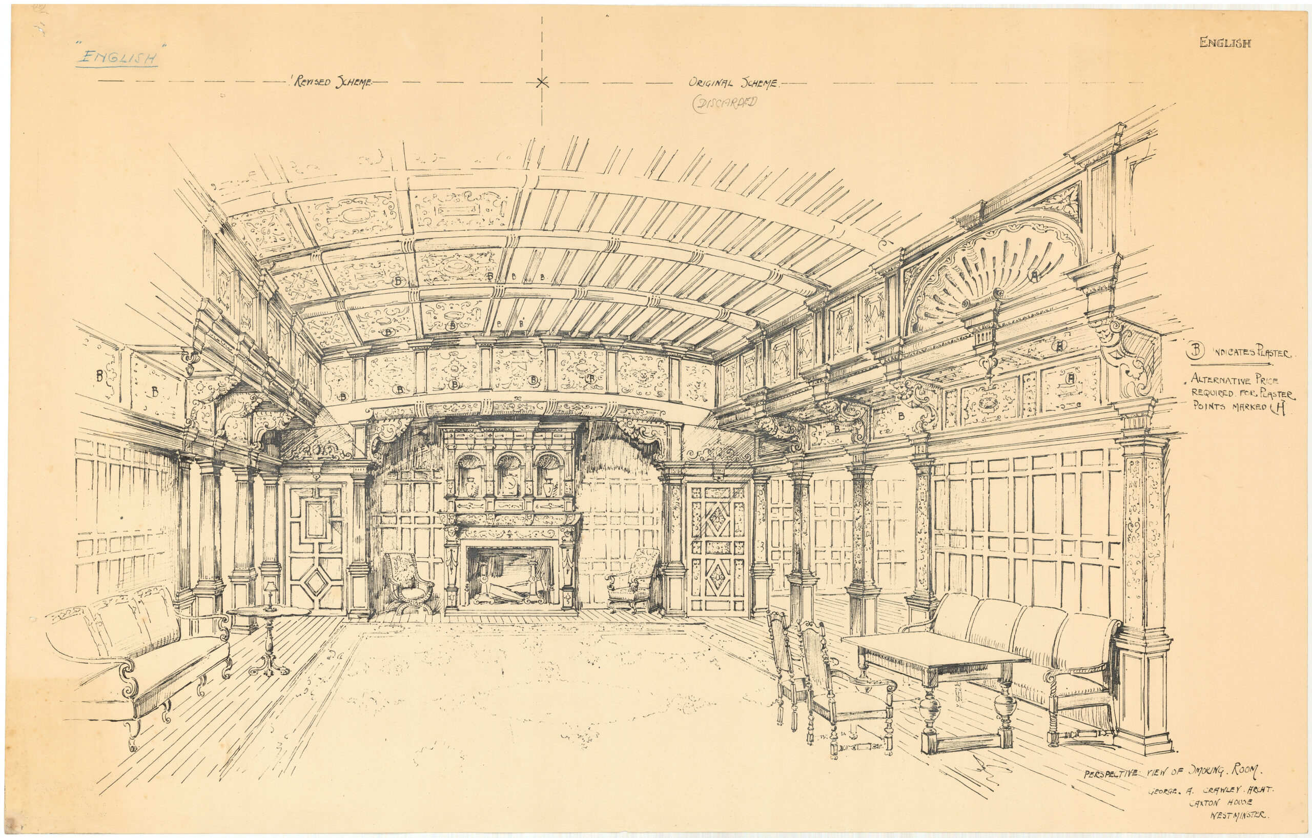 Perspective view of smoking room, 1912? Reference Code: AM136---: 1972-637.28