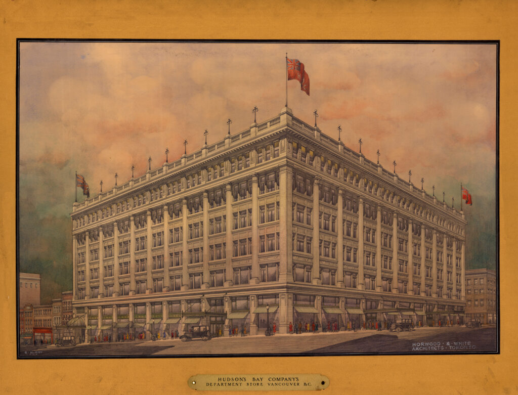 Perspective rendering of the Hudson's Bay Company Store, Granville Street, 1926. Reference Code: AM787-: 1982-023.1