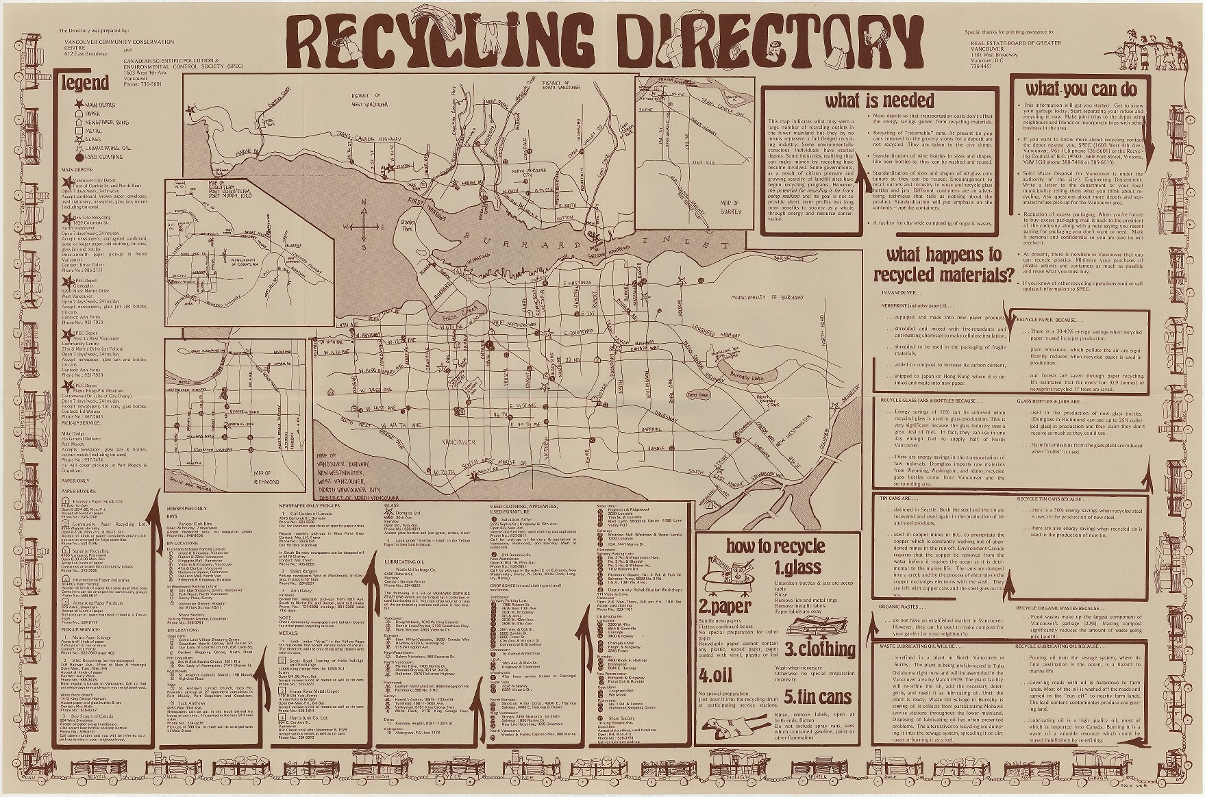 Recycling Directory map created by the Vancouver Community Conservation Centre and SPEC, 1976. Reference code: AM1556-S7--