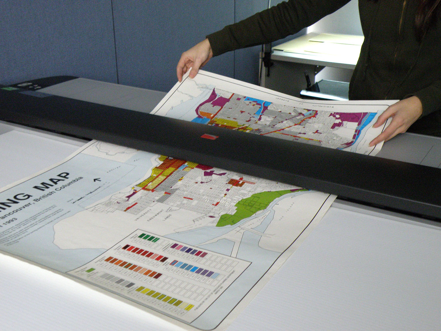 map going through scanner