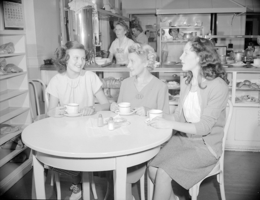 B.C. Telephone employees in the staff cafeteria. August, 1947. Jack Lindsay photographer. Reference code: AM1184-S1-: CVA 1184-2889