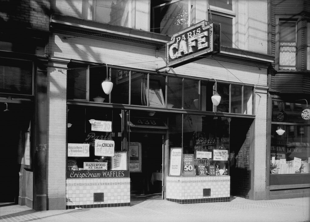 Paris Cafe exterior, 438 Pender Street West, 1932. Stuart Thompson photographer.  Reference code: AM1535-: CVA 99-2646 