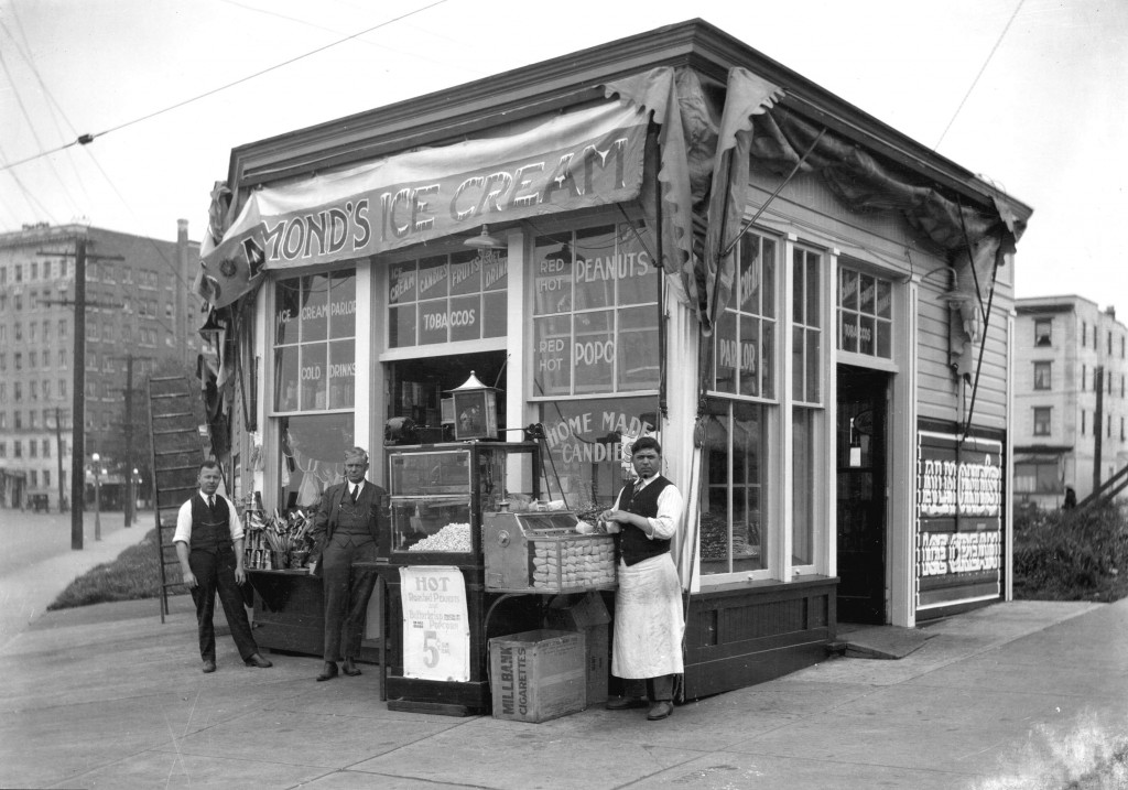 Almond's Ice Cream Store, English Bay, ca. 1920. Stuart Thomson, photographer. Reference code: AM1535-: CVA 99-3097