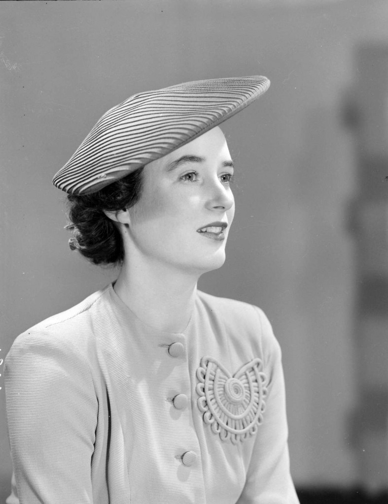 Woman modelling a hat for Spencer's catalogue, 1944. Reference code AM1545-S3-: CVA 586-1876. Photographer Don Coltman.