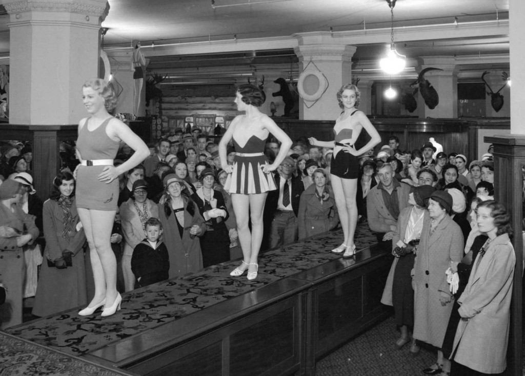 Swim suit fashion show at Hudson’s Bay Company. May 31, 1932. Detail from reference code AM1535-: CVA 99-4193. Photographer Stuart Thomson.