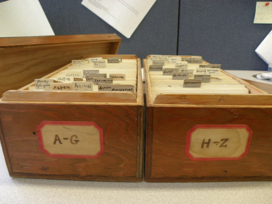 Agricultural research group’s annotated resources. Reference code: AM1592-S3-F67 and AM1592-S3-F68. Photograph by Cindy McLellan.