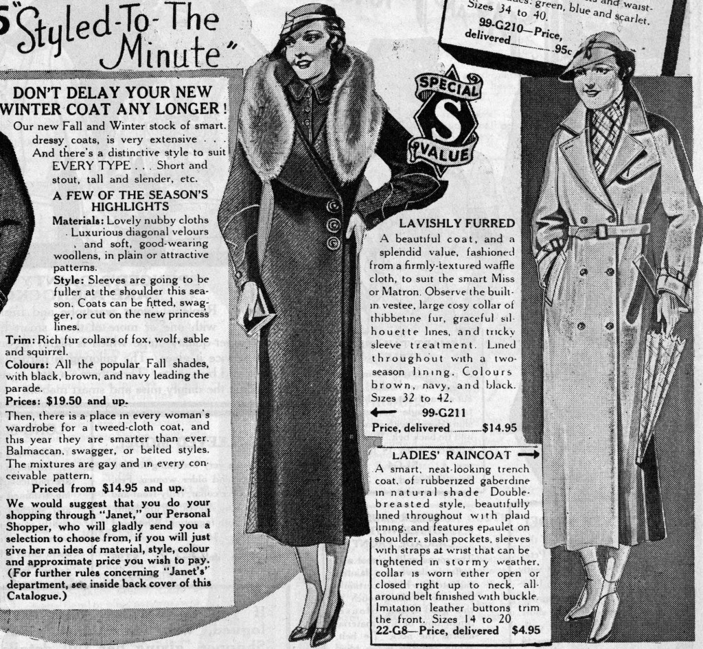 Excerpt from 1936 Spencer’s Store catalogue. Reference code  AM1495. File-David Spencer Department Store Journals and Catalogues. 