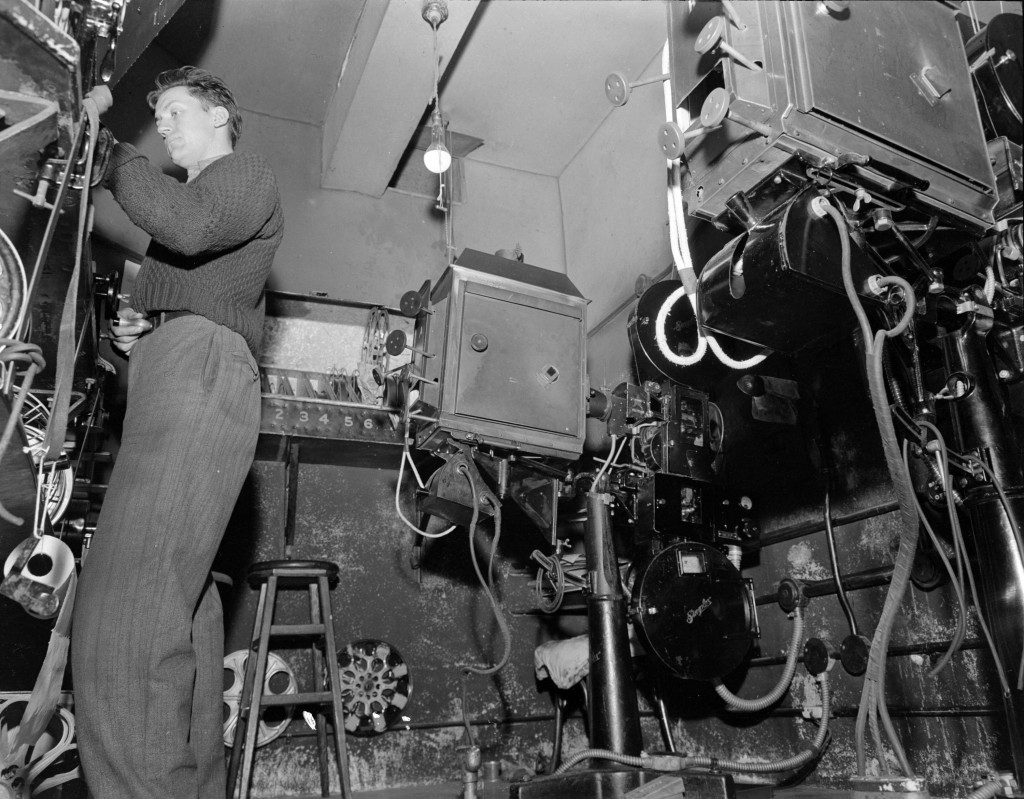 The projection booth at Pacific Mills (1944). Reference code: AM1545-S3-: CVA 586-3284.