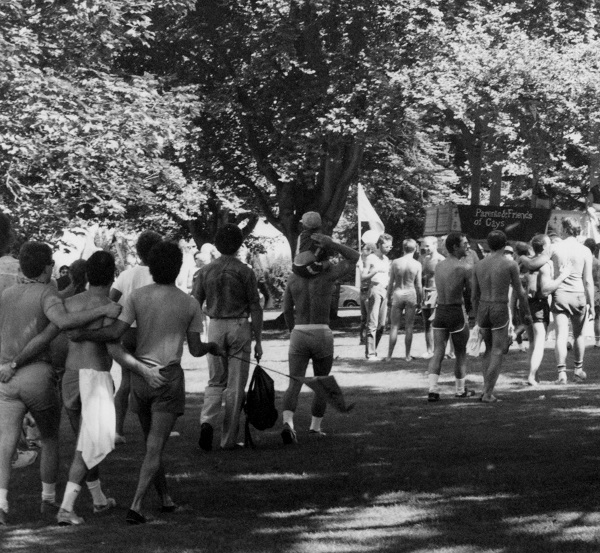 End of parade route in Alexandra Park, 1981 or 1982. Detail from AM1675-S4-F43-: 2018-020.7499 