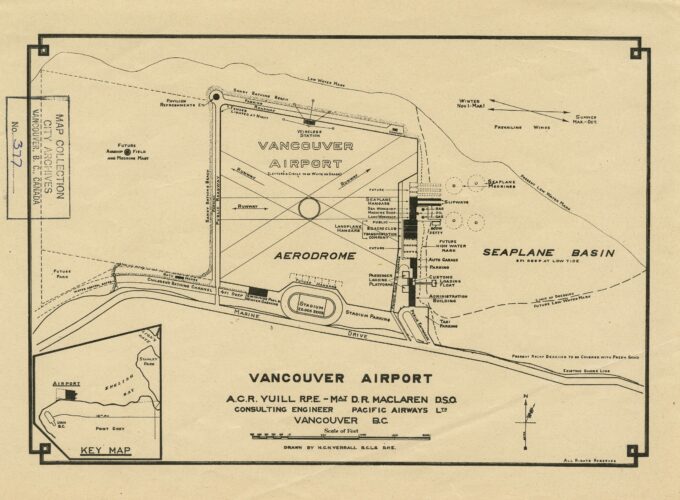 Vancouver Airport : design for Spanish Banks, Feb. 8, 1928. Reference code: AM1594-: MAP 377-: 1972-568.2