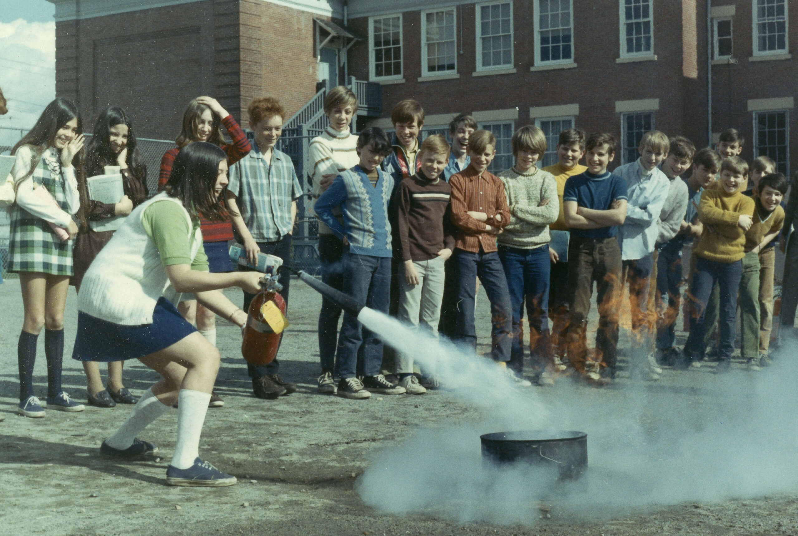 Teaching fire safety at an elementary school, ca. 1970. Reference code: COV-S280-: CVA 354-328