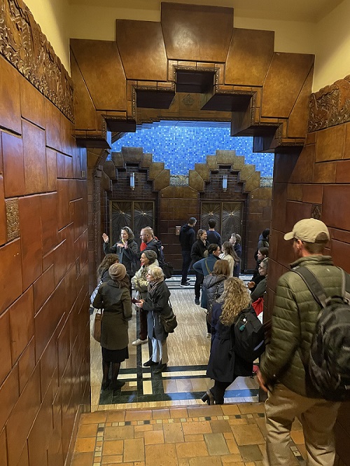Attendees enjoying the visit to the Marine Building. Photo by Bronwyn Smyth