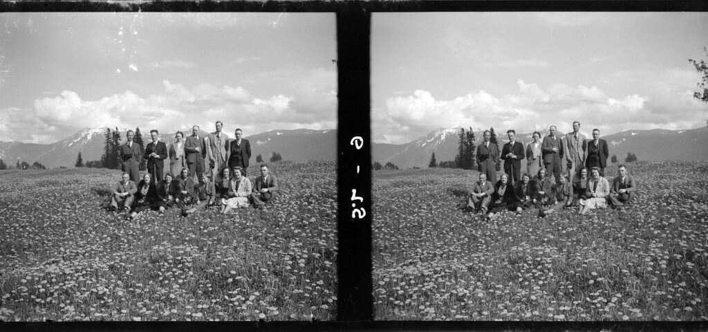 Group posing in field, 1920s. Reference code: AM640-S1-: CVA 260-2171