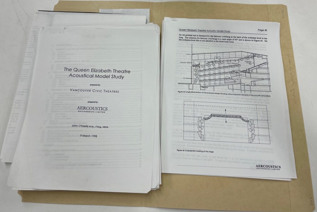 One folder from project D579, renovations to the Queen Elizabeth Theatre. Reference code: AM363-S07-F1054