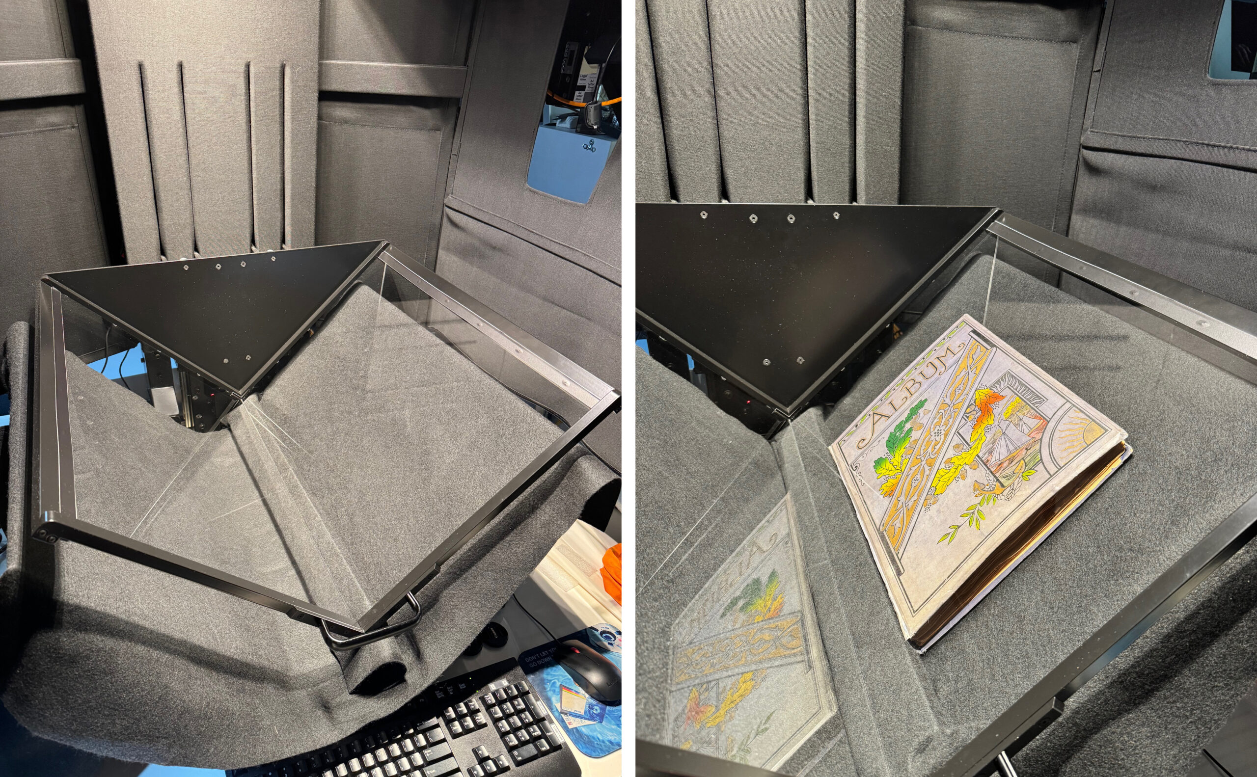 Atiz book scanner set-up for scanning the fern album