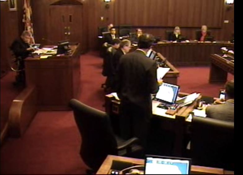 Regular Council meeting, December 13, 2005. Multiple cameras were used to record the meetings, but getting a good angle was clearly a challenge at times. Reference code: COV-S719-F0068