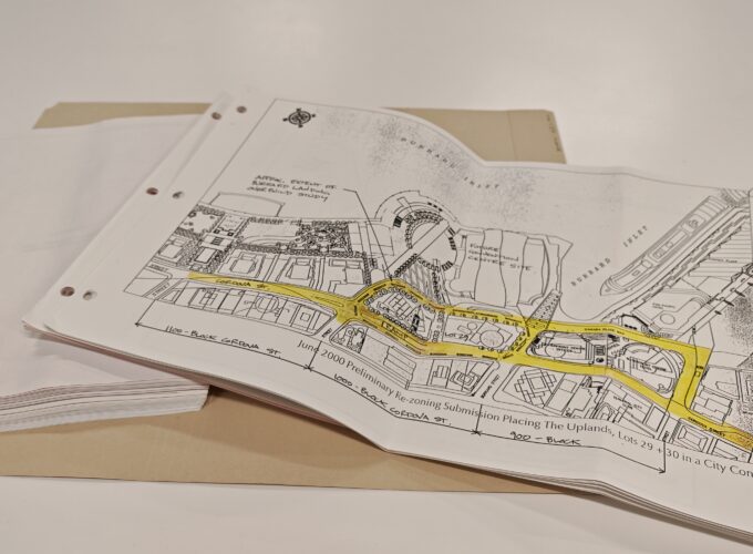A file from Series 726 showing City reporting with drawings related to downtown zoning