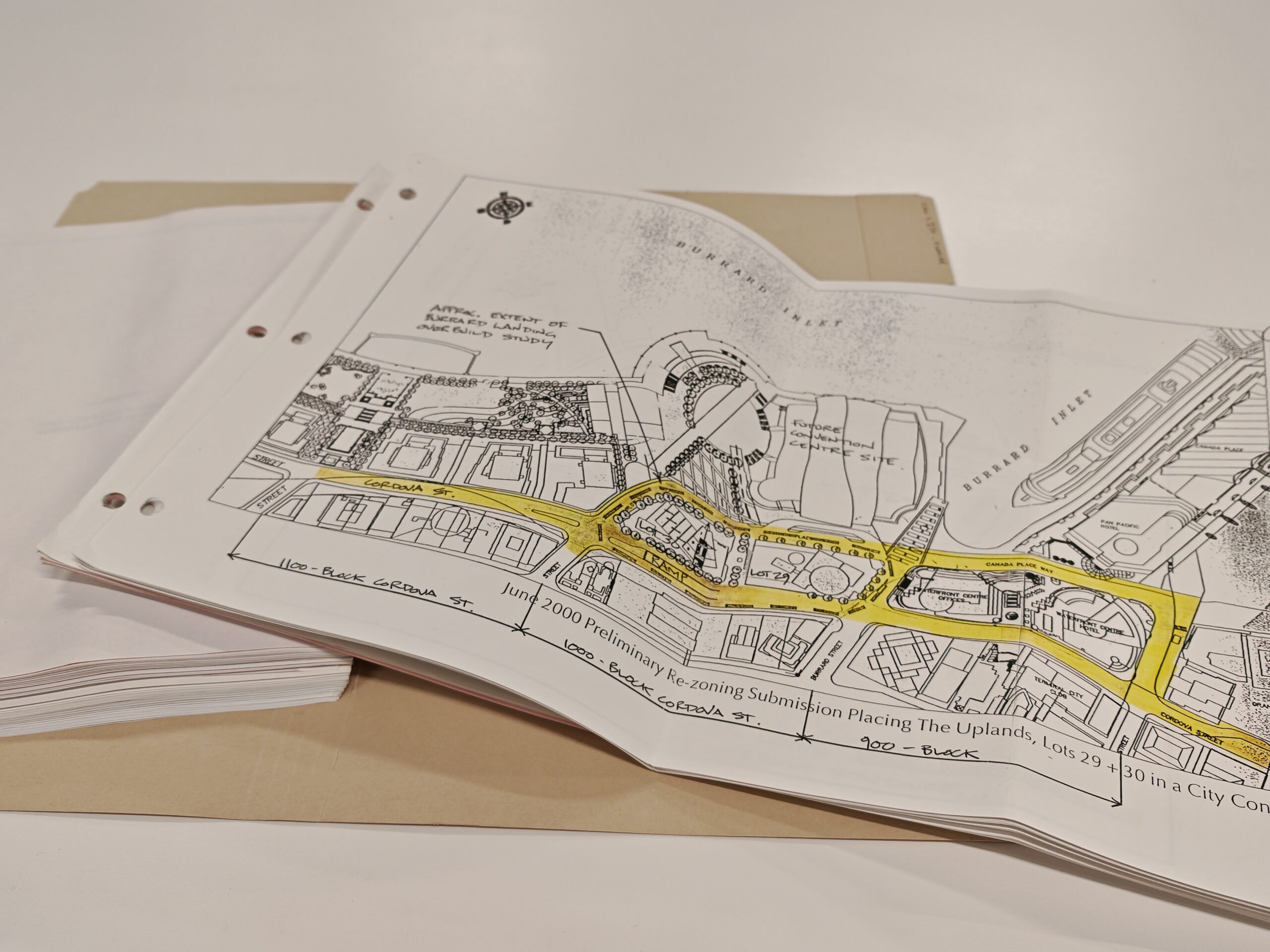 A file from Series 726 showing City reporting with drawings related to downtown zoning