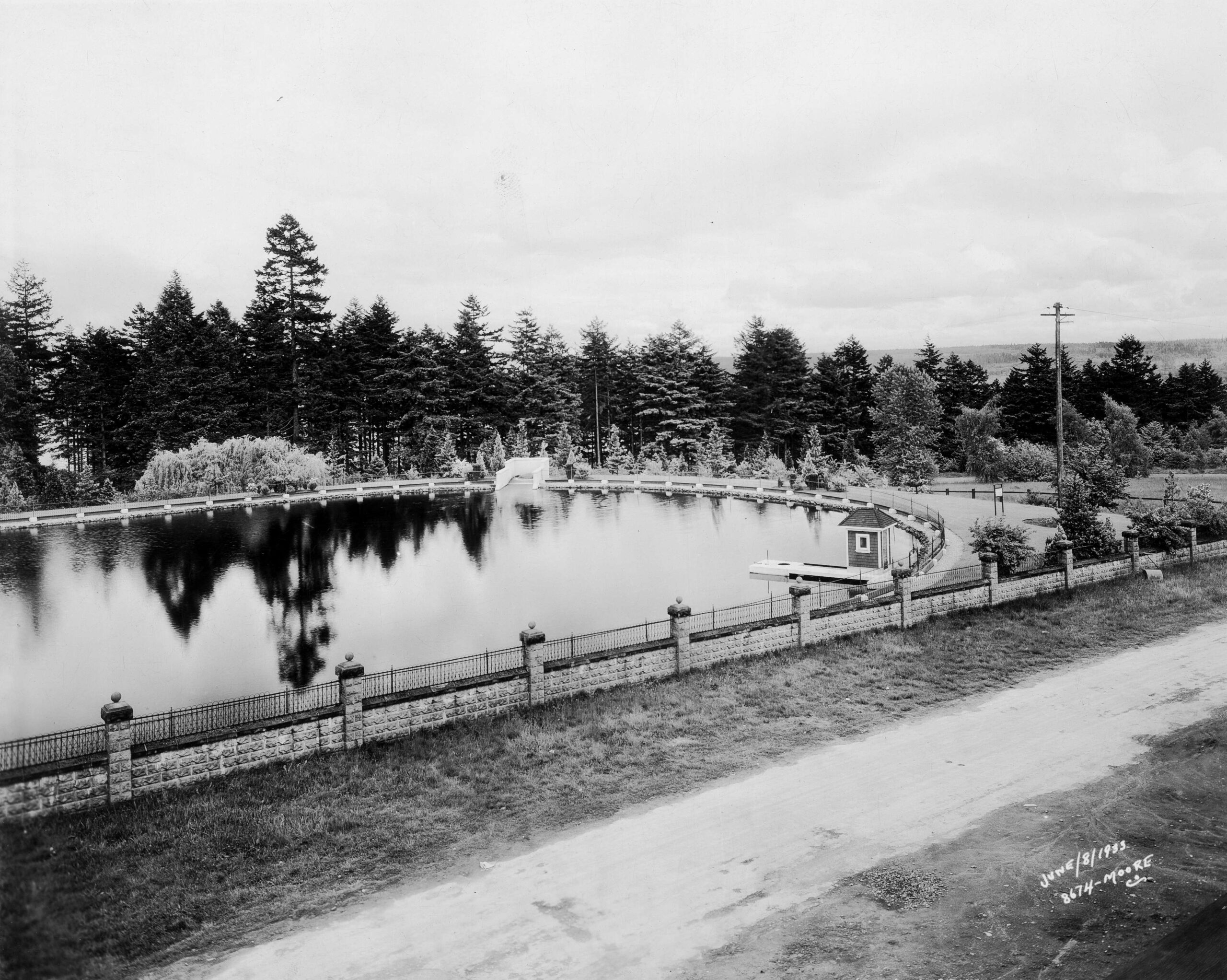 Former reservoir at Little Mountain, 1933. Reference code: AM1376-: CVA 268-2