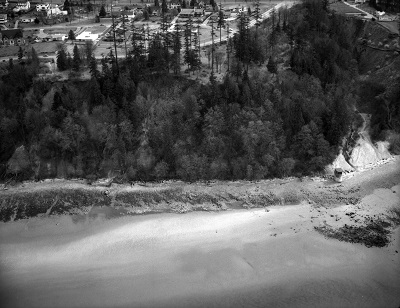 Aerial view of Tower Beach and UBC campus, 1957. Reference code: AM1376-F35-: CVA 328-06