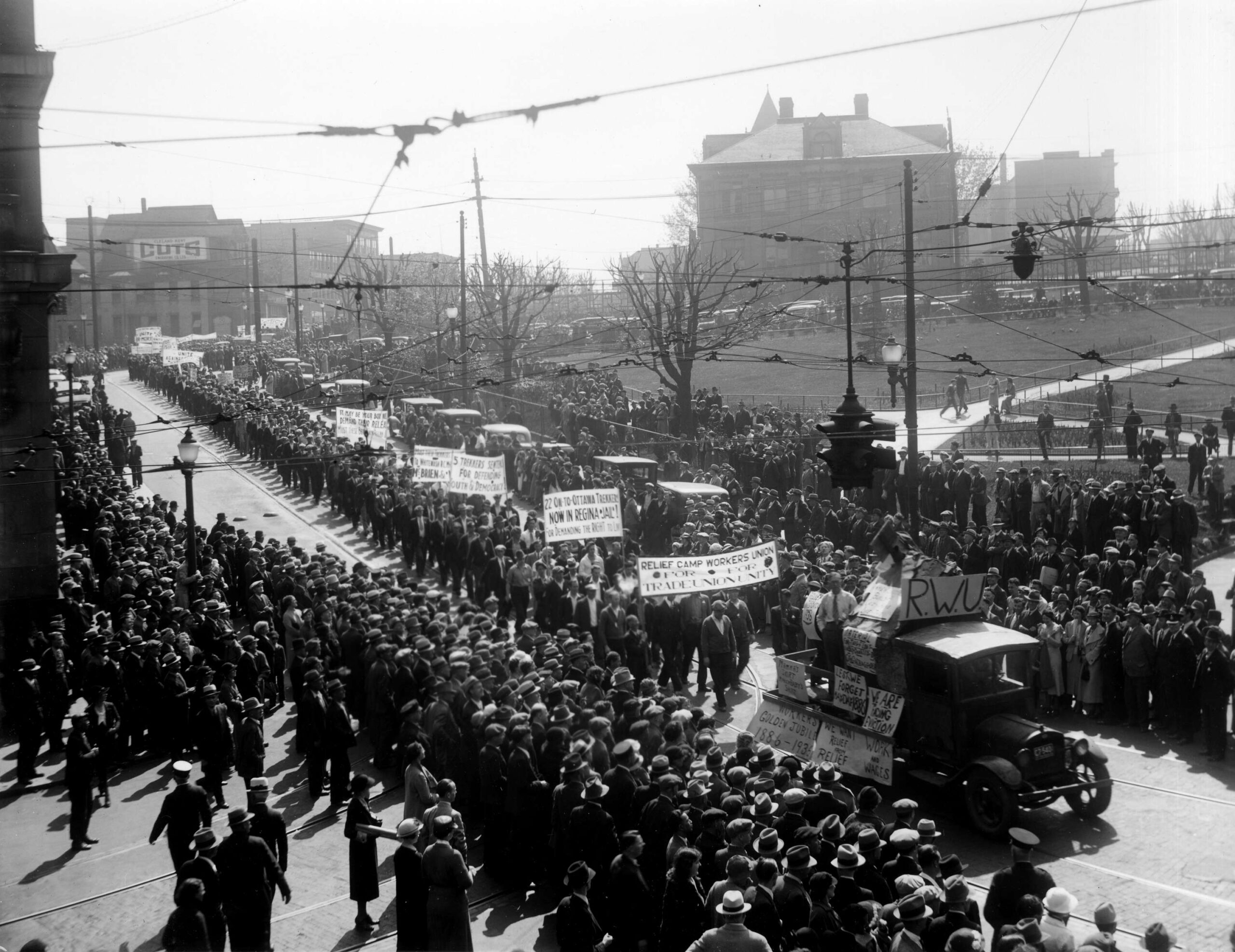 Relief Camp Workers Union at the United May Day Conference Parade demonstration, 1936. Reference code: VPD-S199-3---: CVA 417-9
