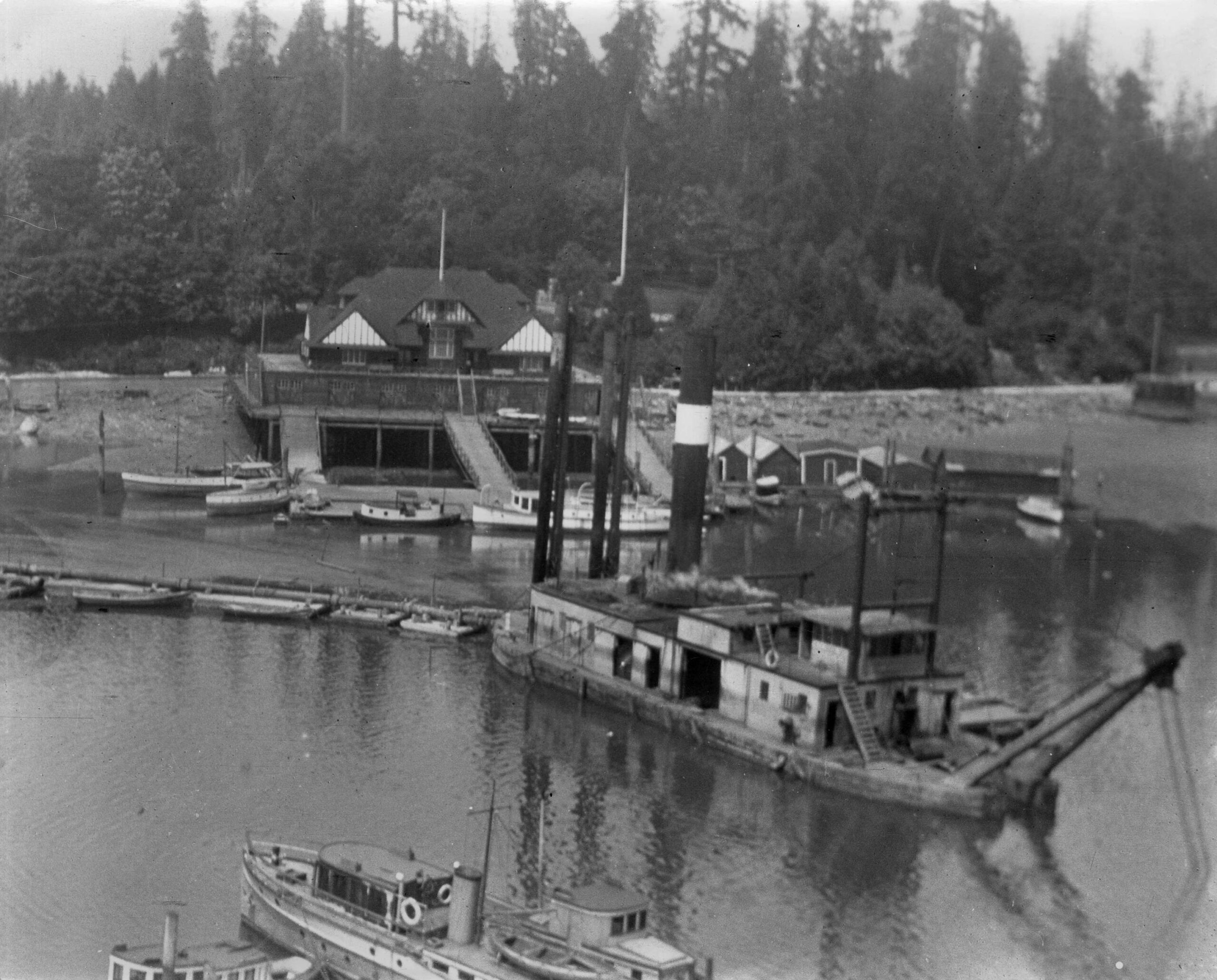 Dredging for the constructions of the Stanley Park causeway, between 1937 and 1938. Reference code: AM1376-: CVA 476-1