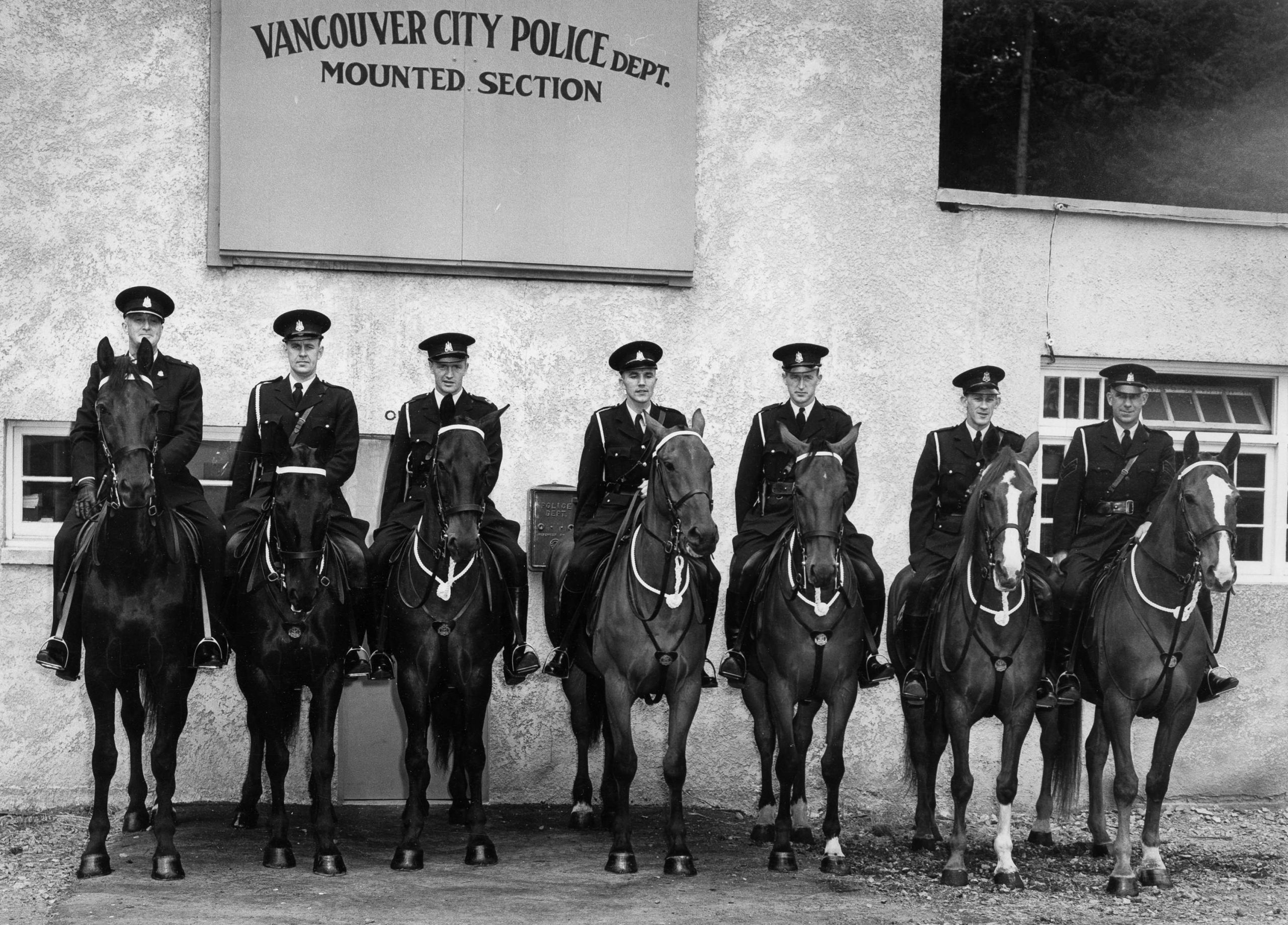 Vancouver Mounted Police officers on horseback. Reference code: VPD-S214-: CVA 480-190