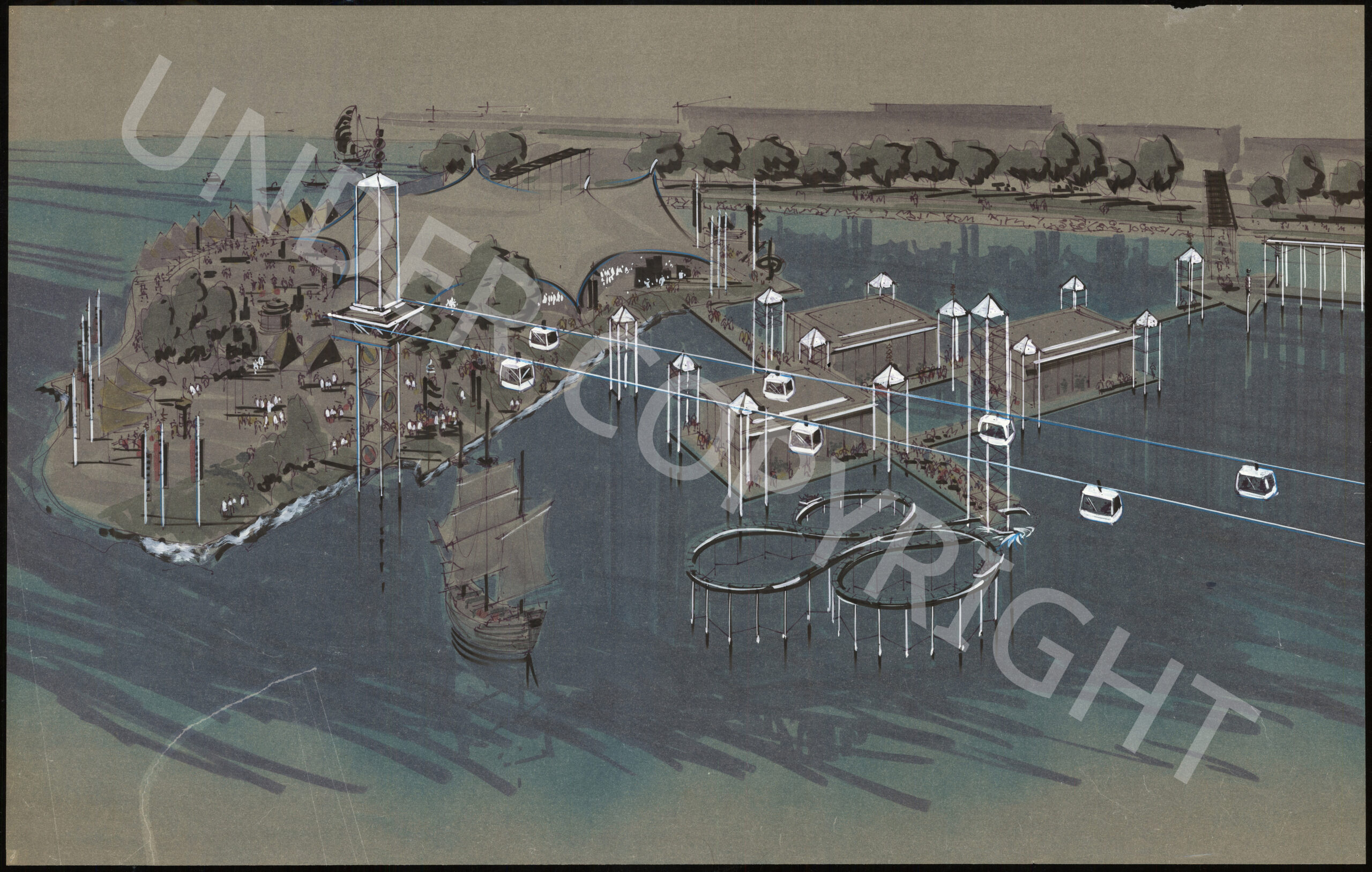 Early conceptual rendering of the Expo site. Reference code: AM1672-S1-F005