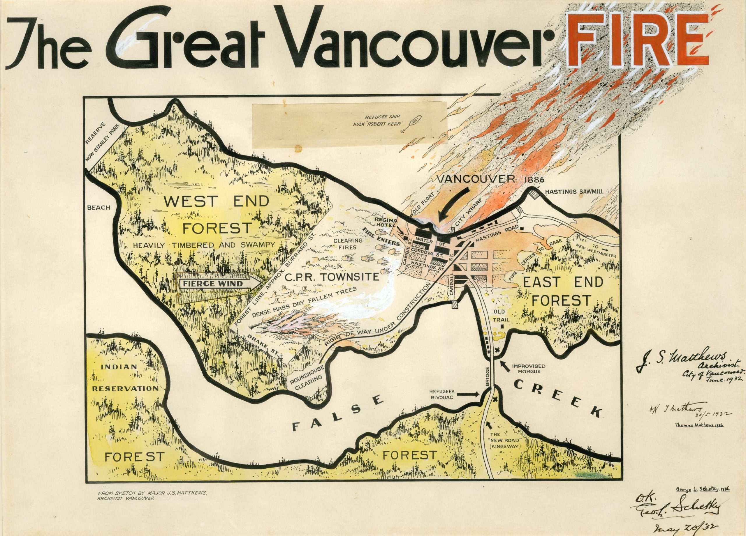 The Great Vancouver Fire. Created by Major J.S. Matthews. 1932. Reference code AM1562-: 75-54