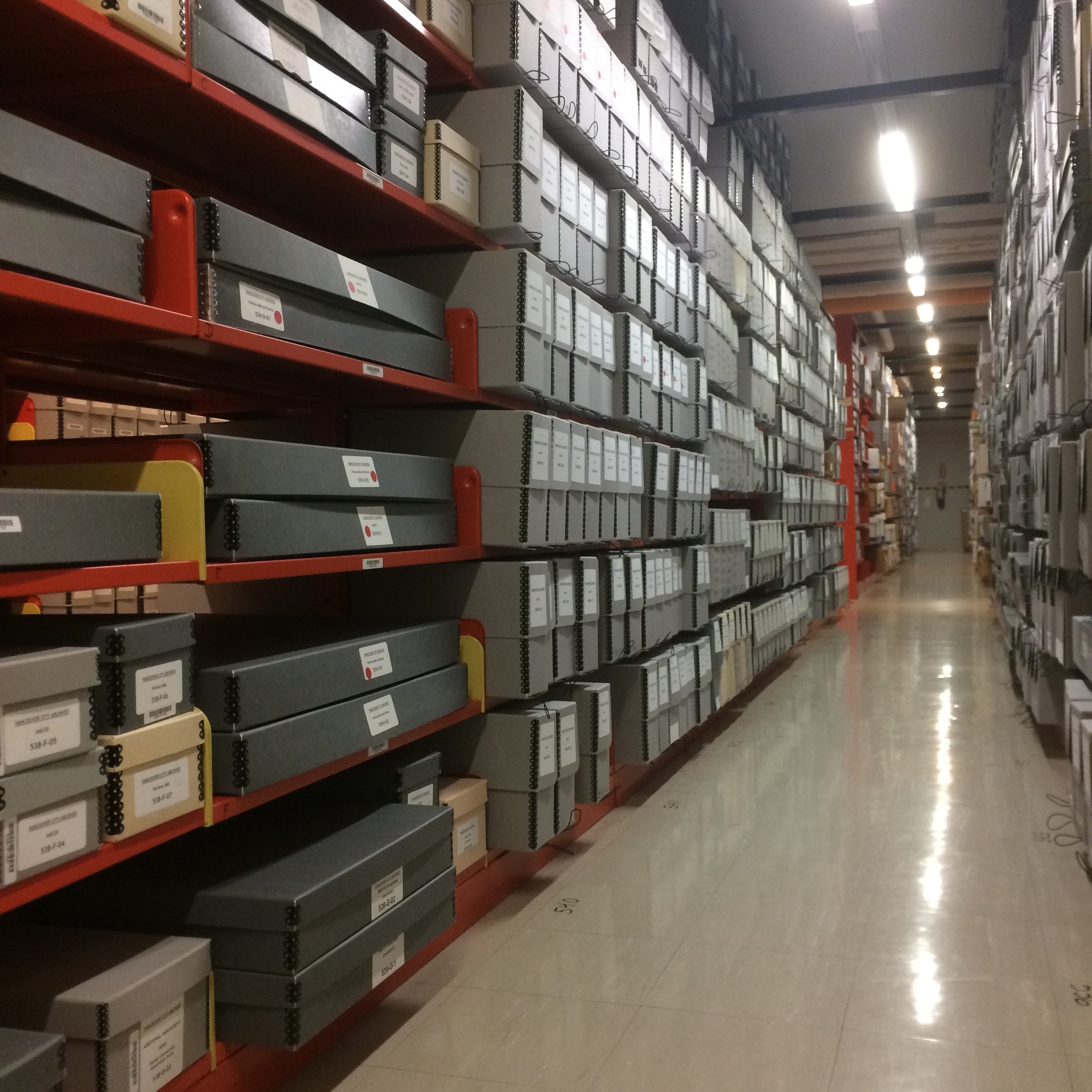 A peek into the vault at the City of Vancouver Archives. Photo by Bronwyn Smyth