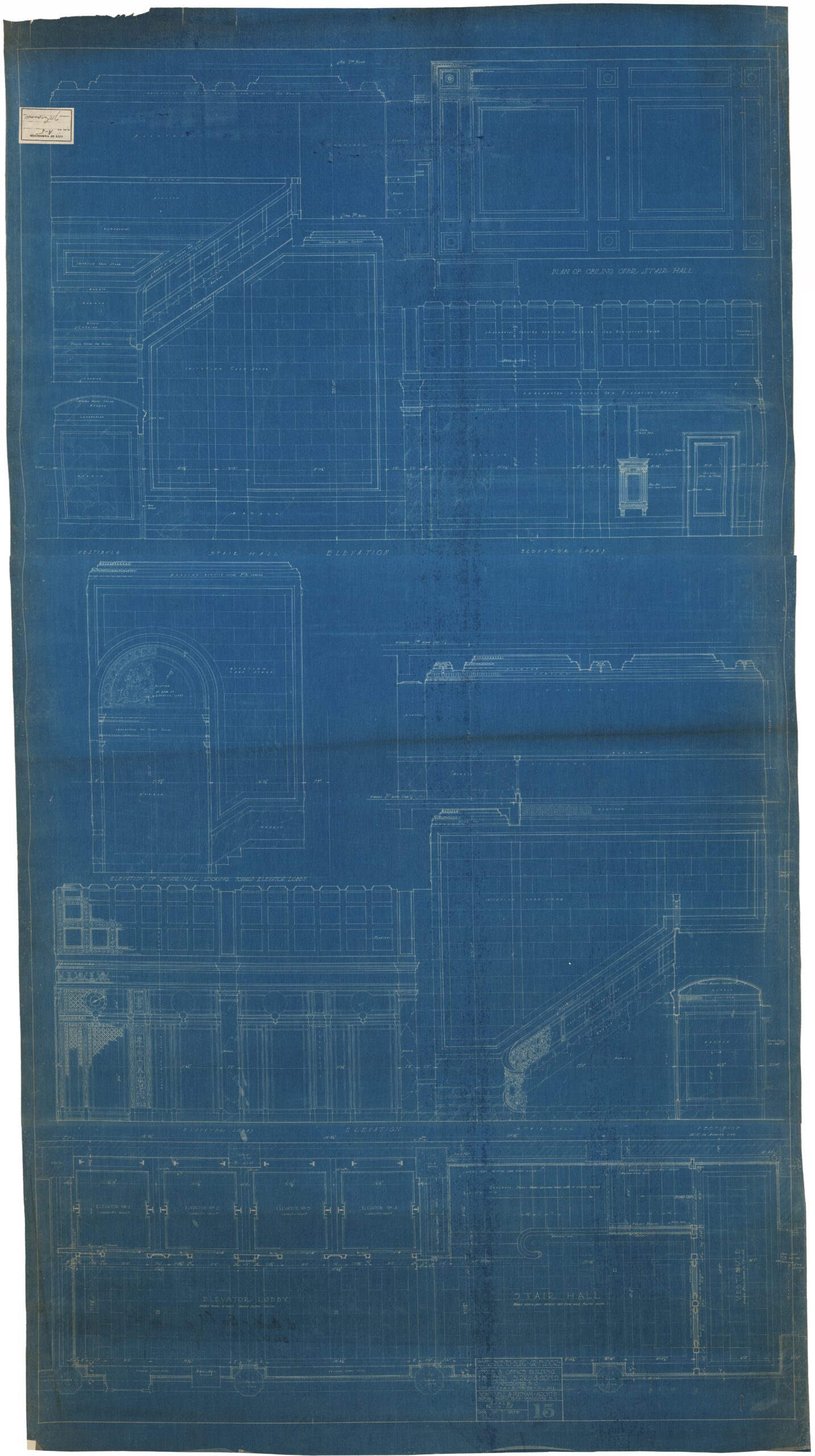 Birks Building, lobby and staircase elevations, 1912. Reference Code: COV-S393-1-AP-0002: LEG2285.00242