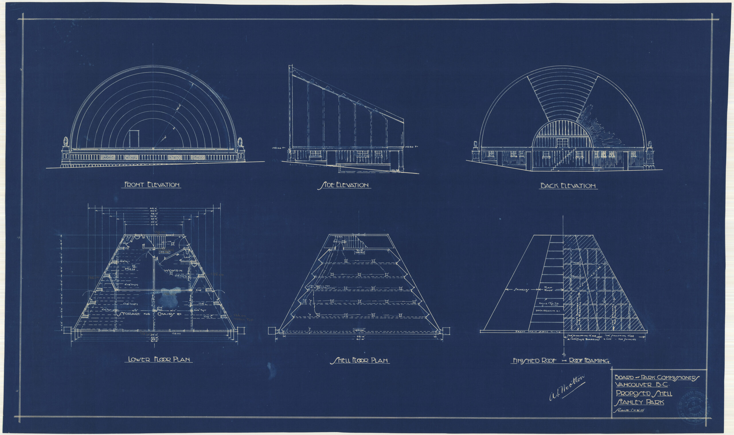 Elevations and sections of Malkin Bowl, Stanley Park, 1934? . Reference Code: COV-S393-1-AP-0163: LEG2285.06444