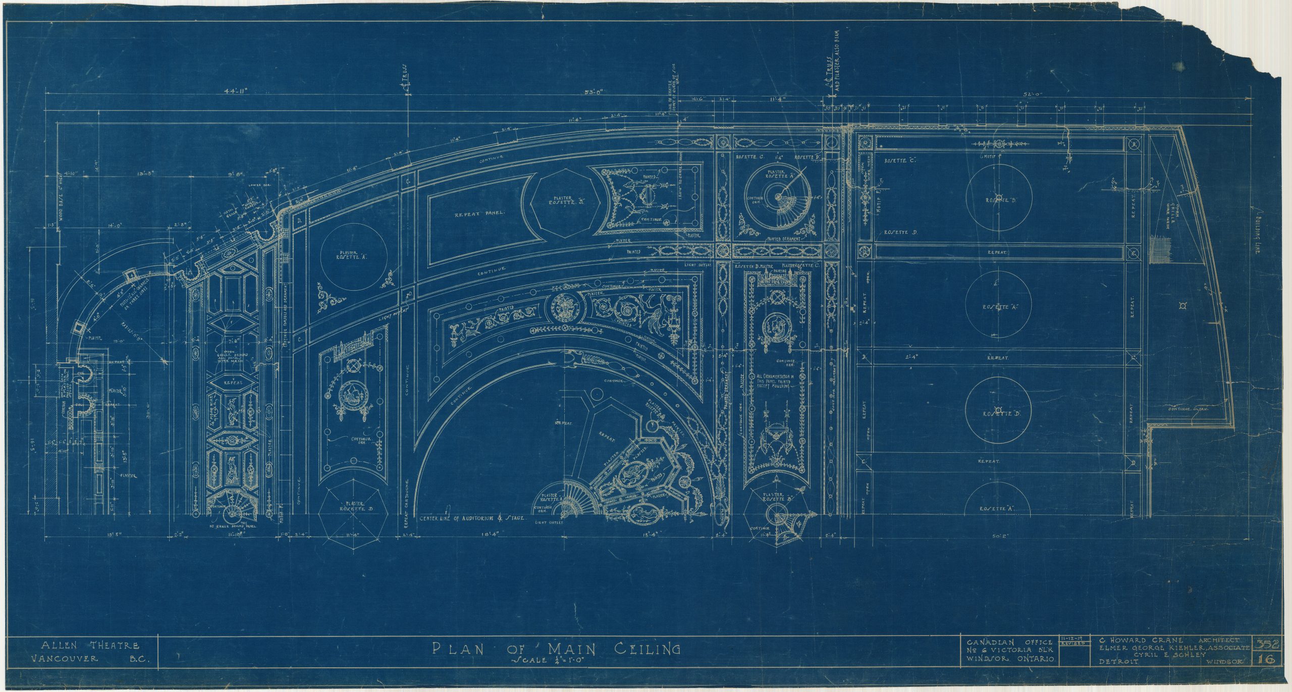Plan of Allen Theatre main ceiling. Reference code: COV-S393-1-A9-0056-: LEG2285.10947