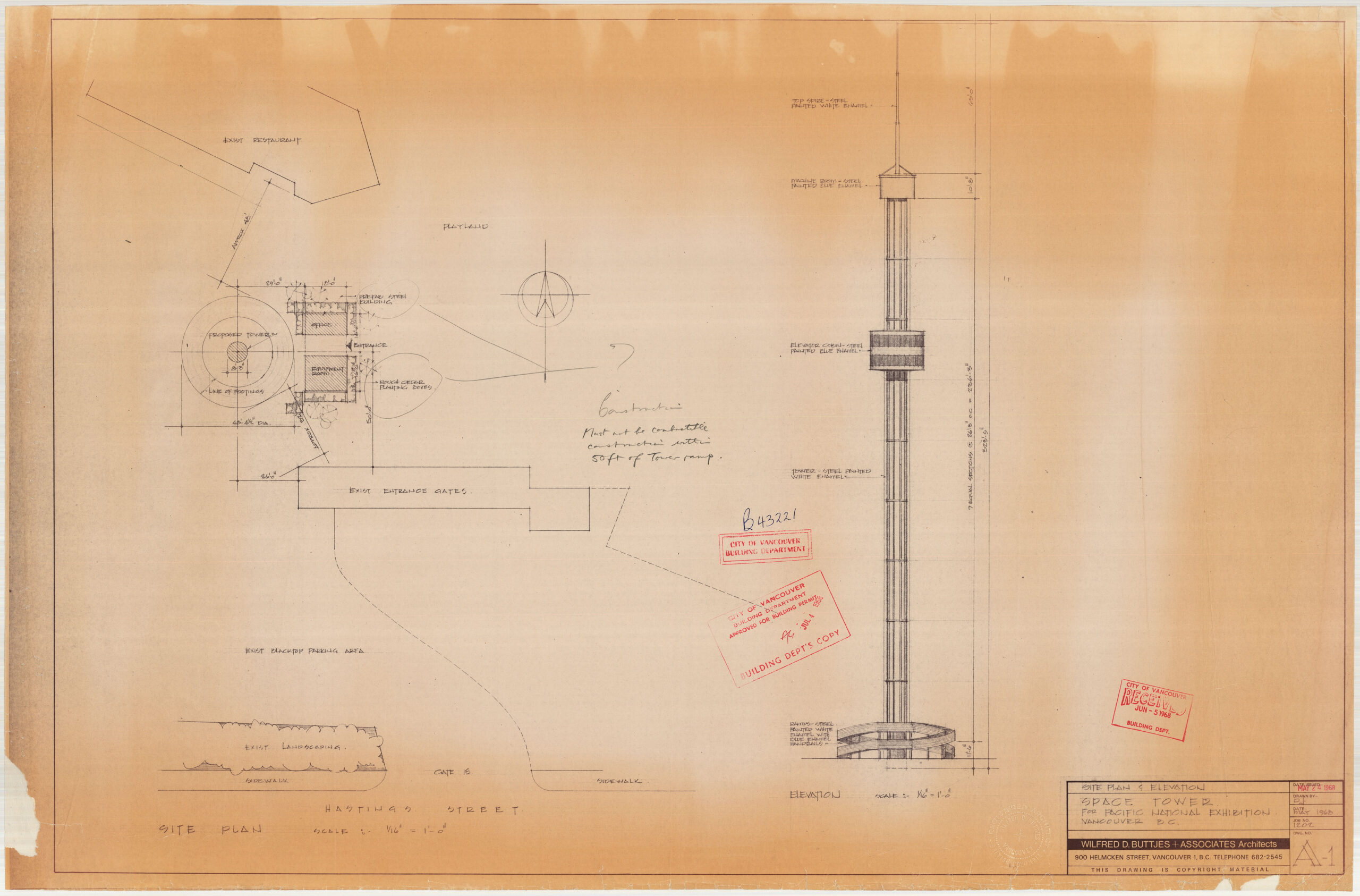 Space Tower, elevations and sections, 1968. Reference Code: COV-S393-1-AP-1932: LEG2285.22599