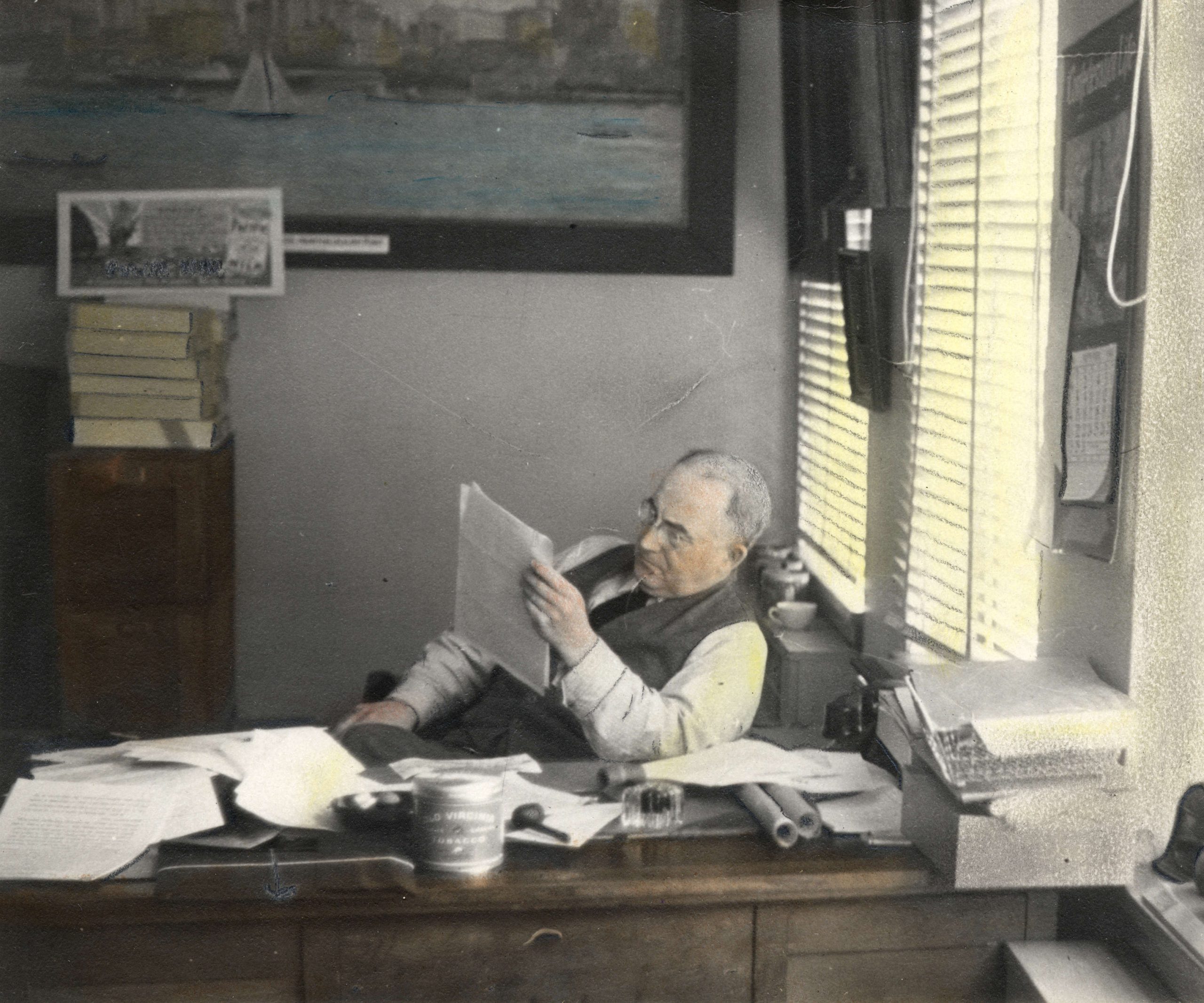 Major Matthews at work, 1941. Reference code: AM54-S4-: Port P567