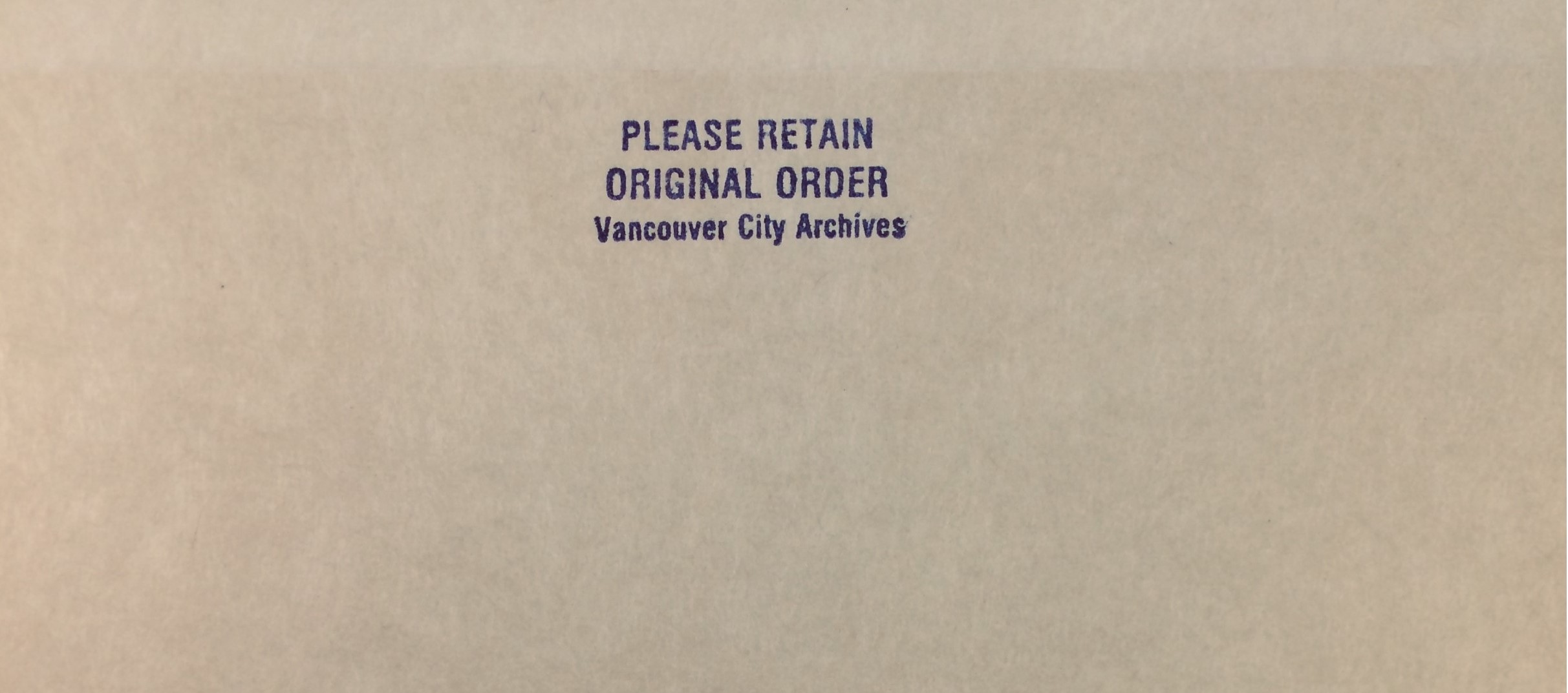 A stamp on some of our folders reminding people to keep the records in original order. Photo by Bronwyn Smyth