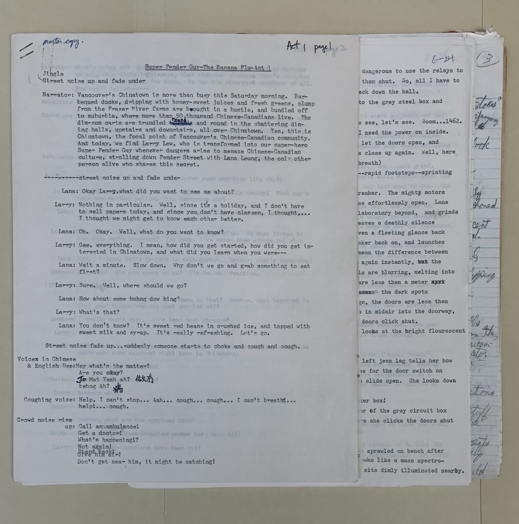 Script for Super Pender Guy : the banana flu, 1977/78. Photo by Kristy Waller. Reference code: AM1523-S3-F116 