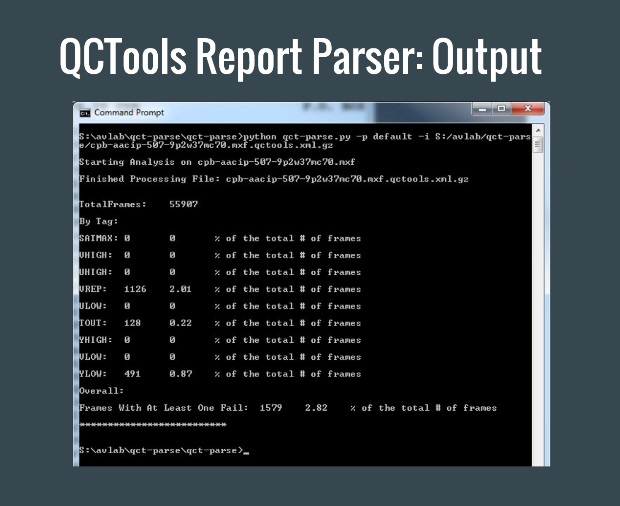 Output of the QCTools Report Parser available as part of QCT-Parse