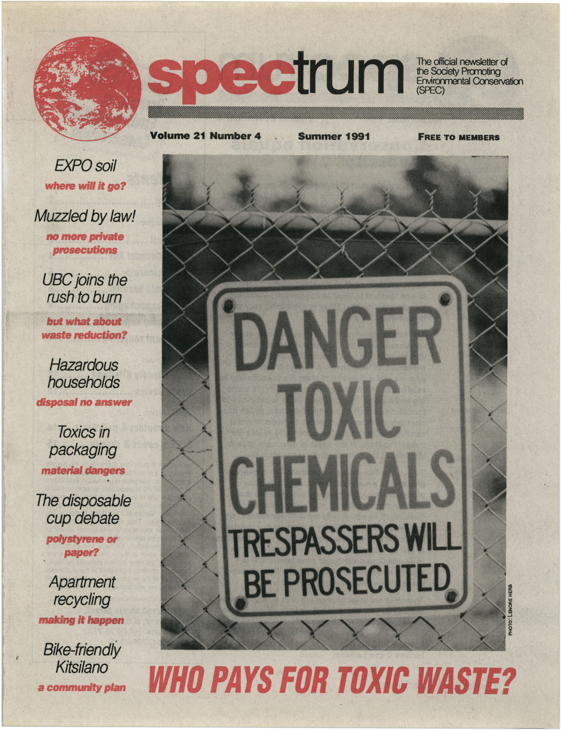 Cover of "Spectrum" issue, Summer 1991. Reference code: AM1556-S7--